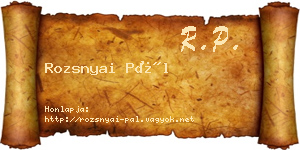 Rozsnyai Pál névjegykártya